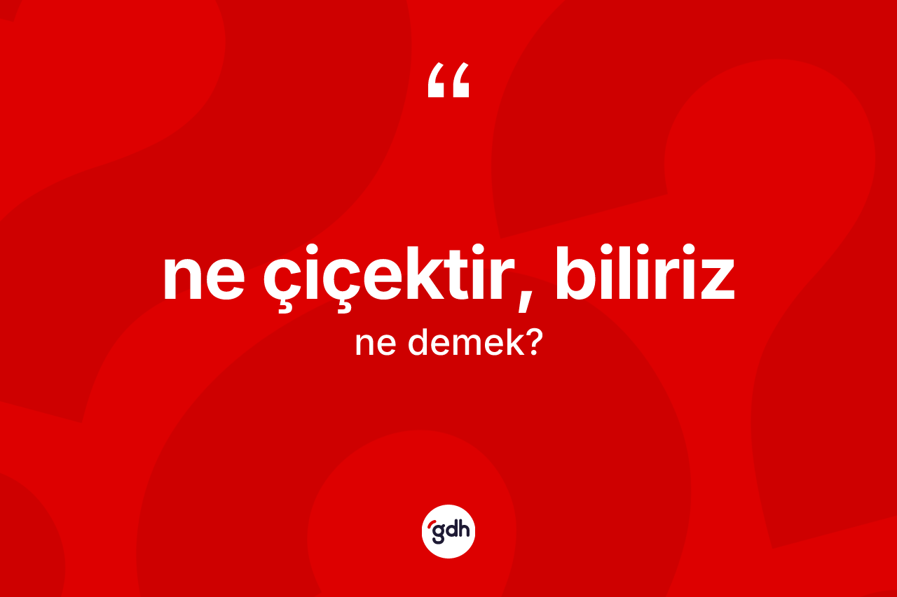 Ne çiçektir, biliriz sözü ne anlama gelir?
