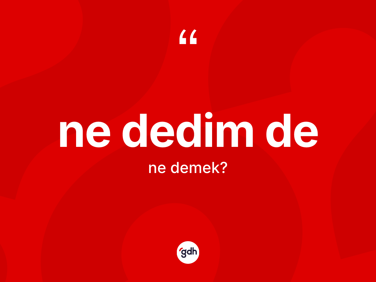 Ne dedim de sözü ne demek? Ne dedim de sözünün sözlük anlamı nedir?