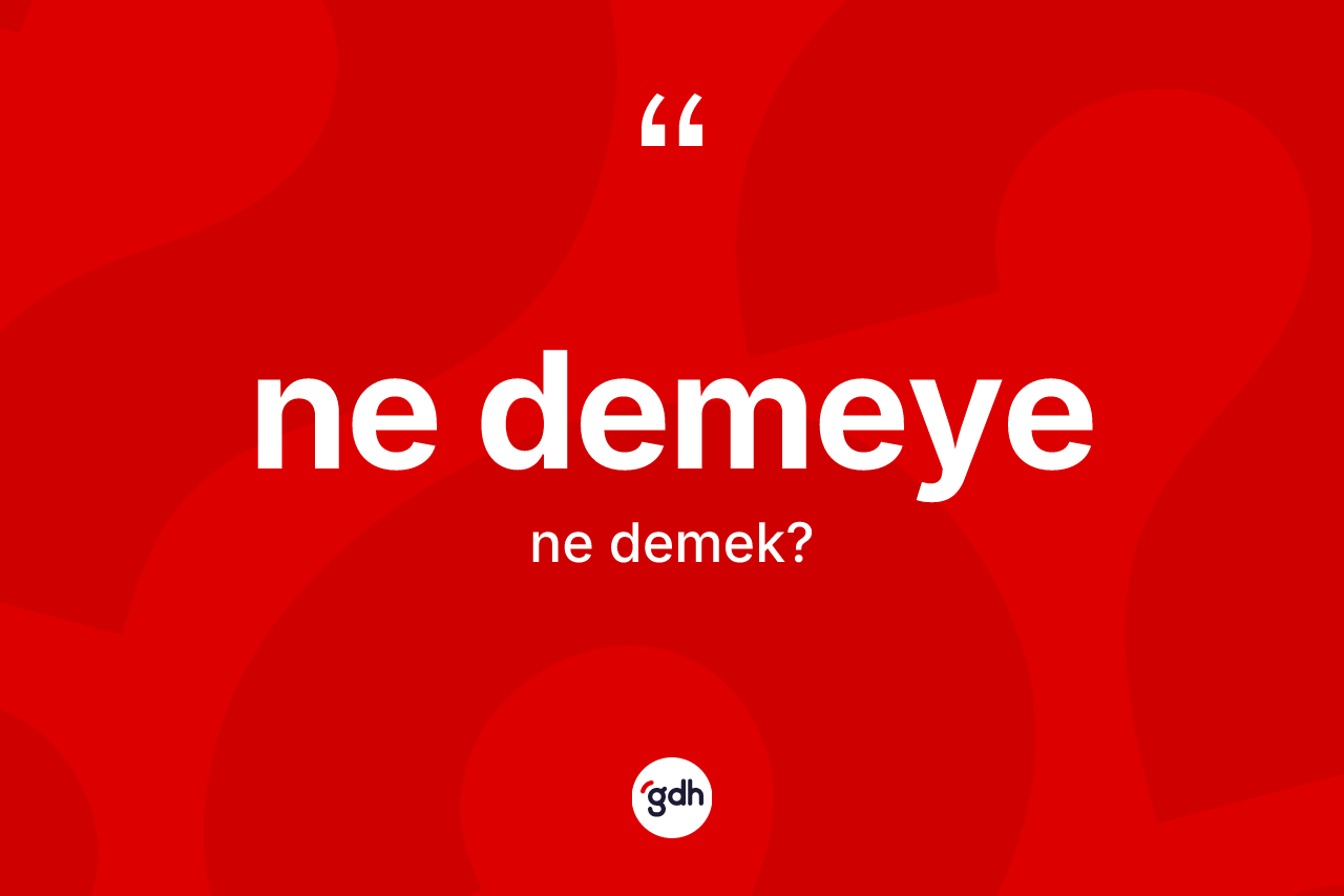 Ne demeye ne demek?