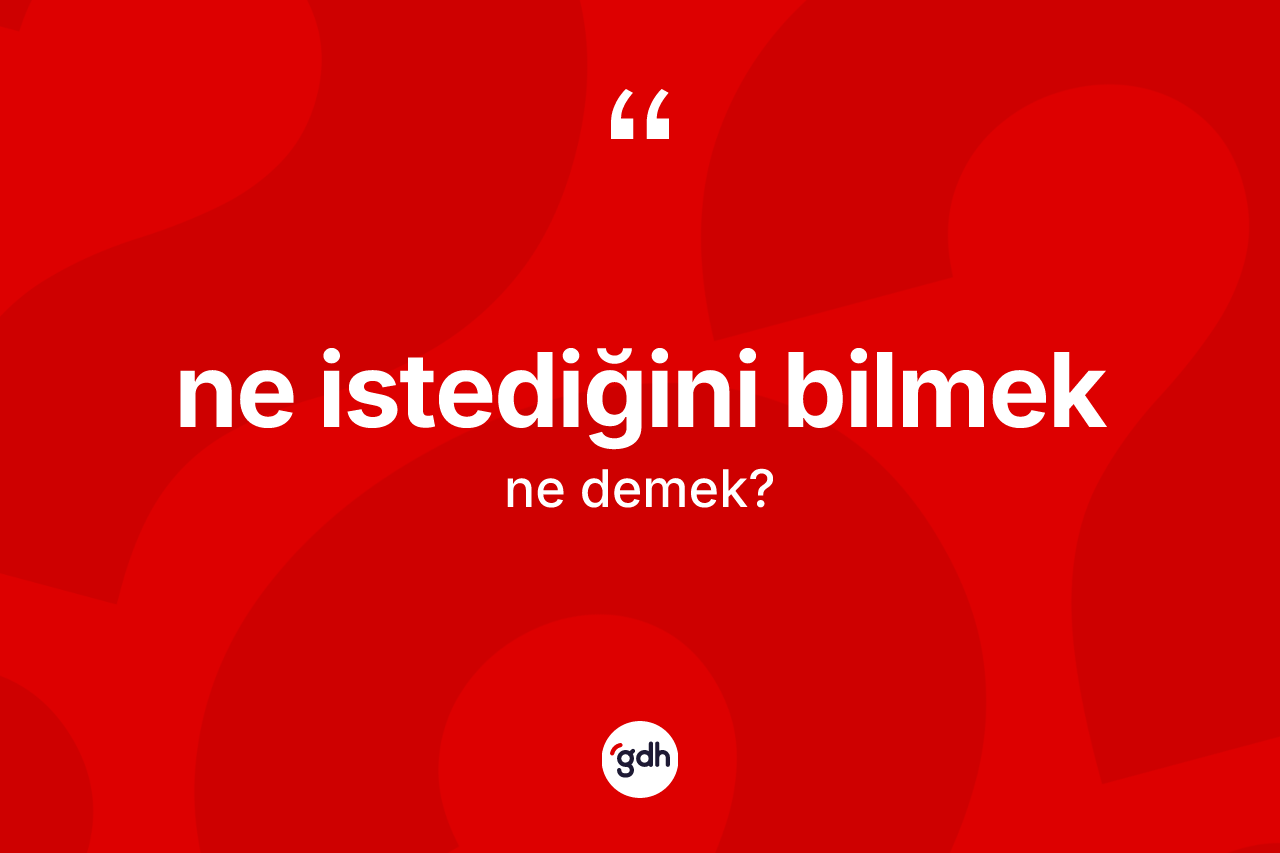 Ne istediğini bilmek ifadesinin tanımı nedir?