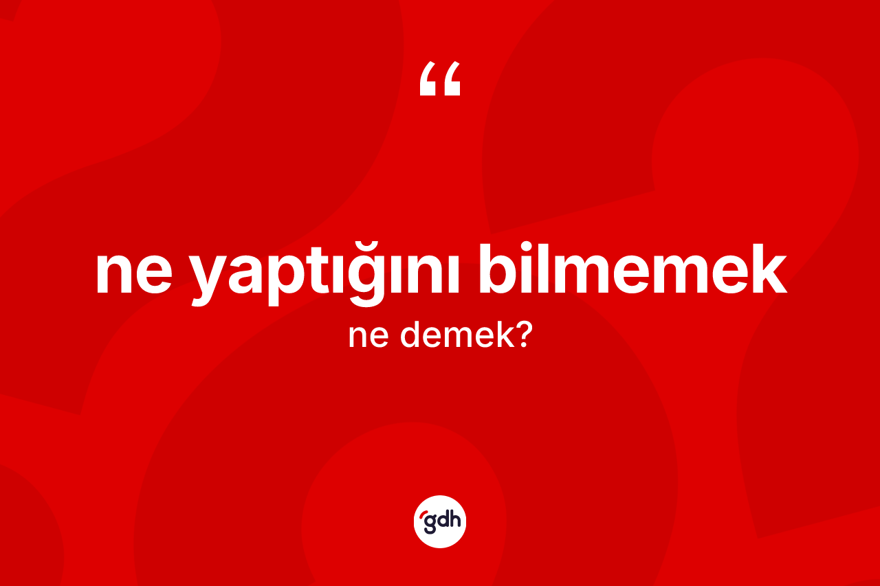 Ne yaptığını bilmemek ifadesinin anlamı nedir?