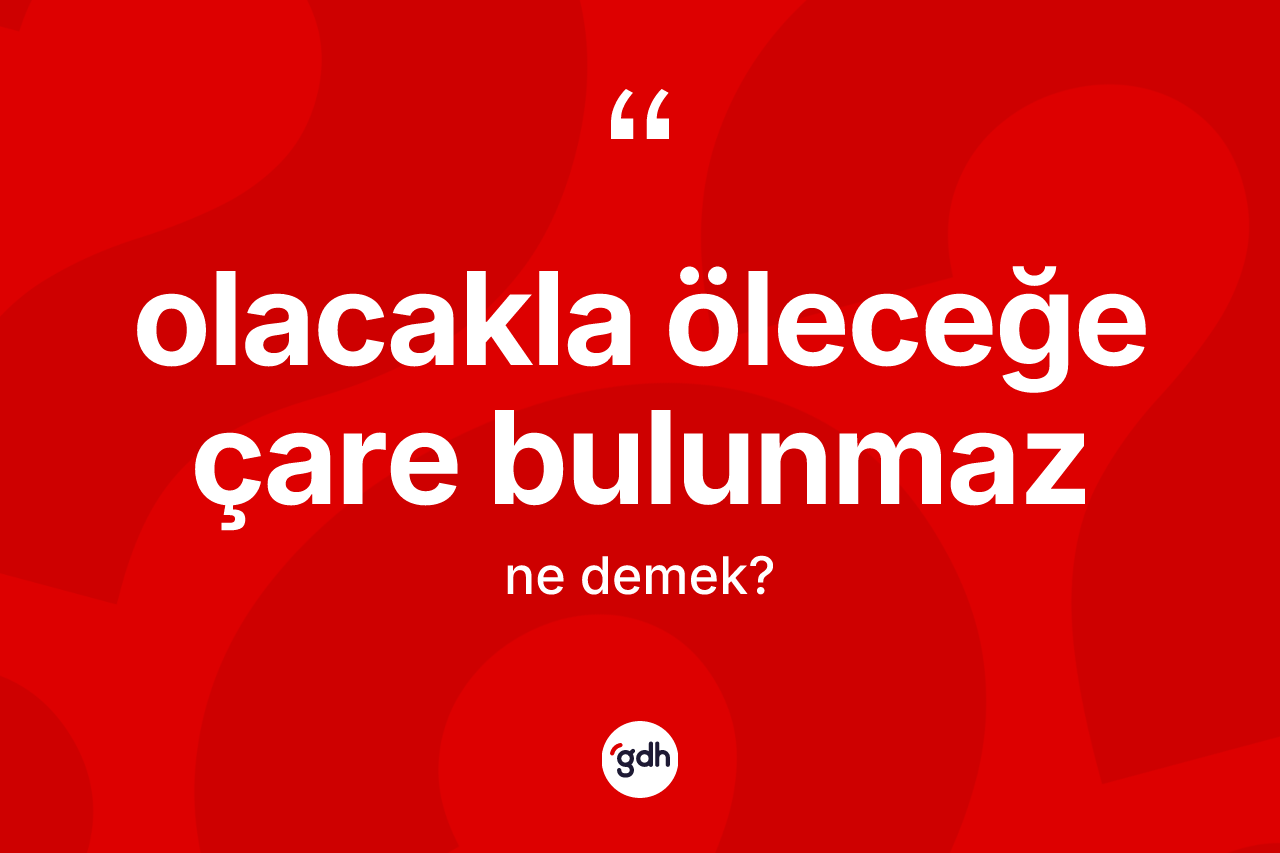Olacakla öleceğe çare bulunmaz ifadesinin anlamı nedir?