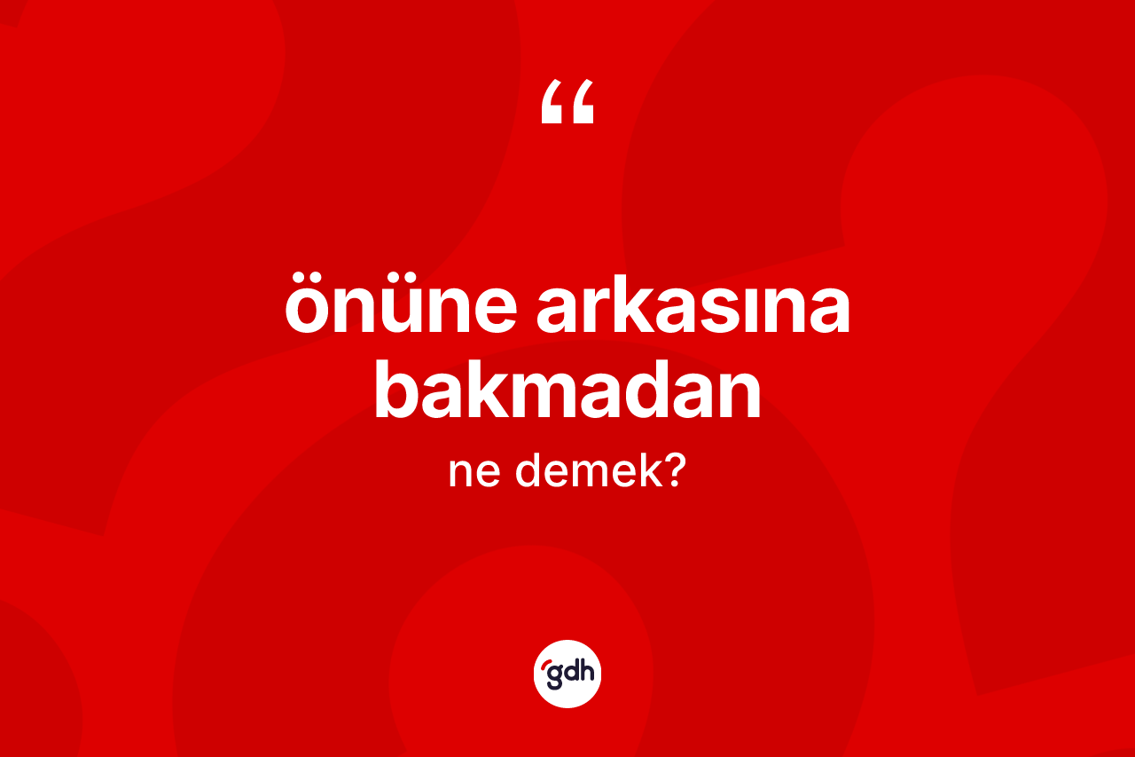 Önüne arkasına bakmadan ifadesinin tanımı nedir?