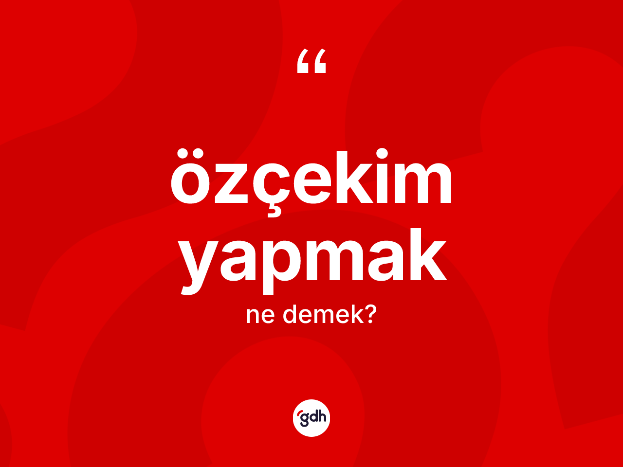 Özçekim yapmak sözü ne anlama gelir? Özçekim yapmak ifadesinin TDK anlamı nedir?