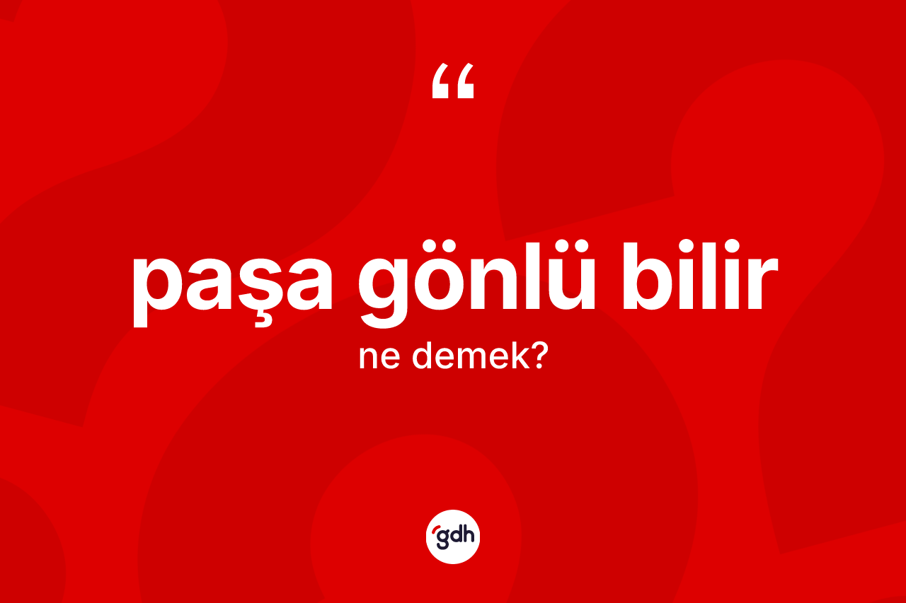Paşa gönlü bilir ifadesinin kısaca tanımı nedir? Paşa gönlü bilir sözünün TDK açıklaması nedir?