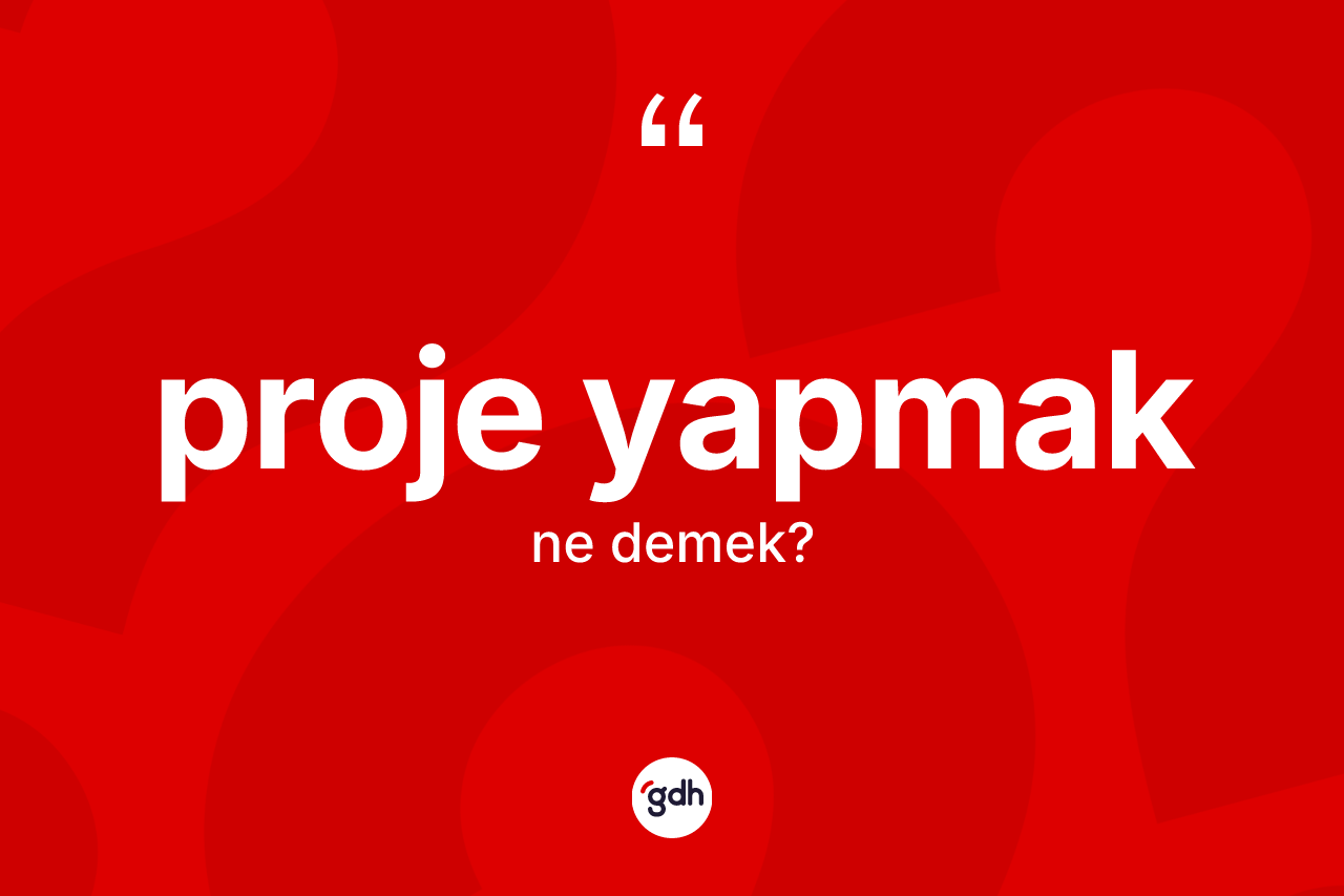 Proje yapmak ne anlama gelir? Proje yapmak sözünün TDK anlamı nedir?