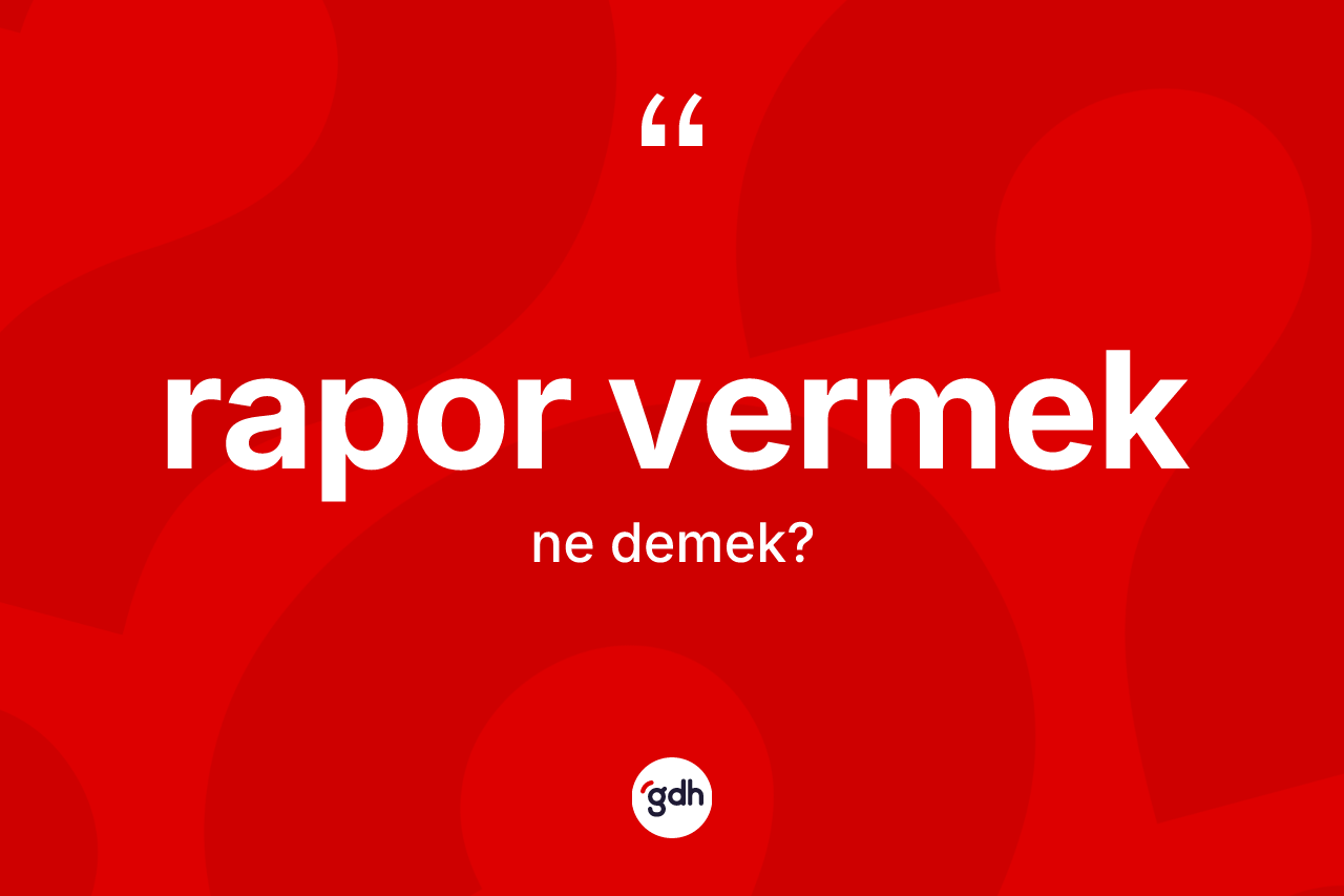 Rapor vermek ne anlama gelir? Rapor vermek sözü nerede kullanılır?