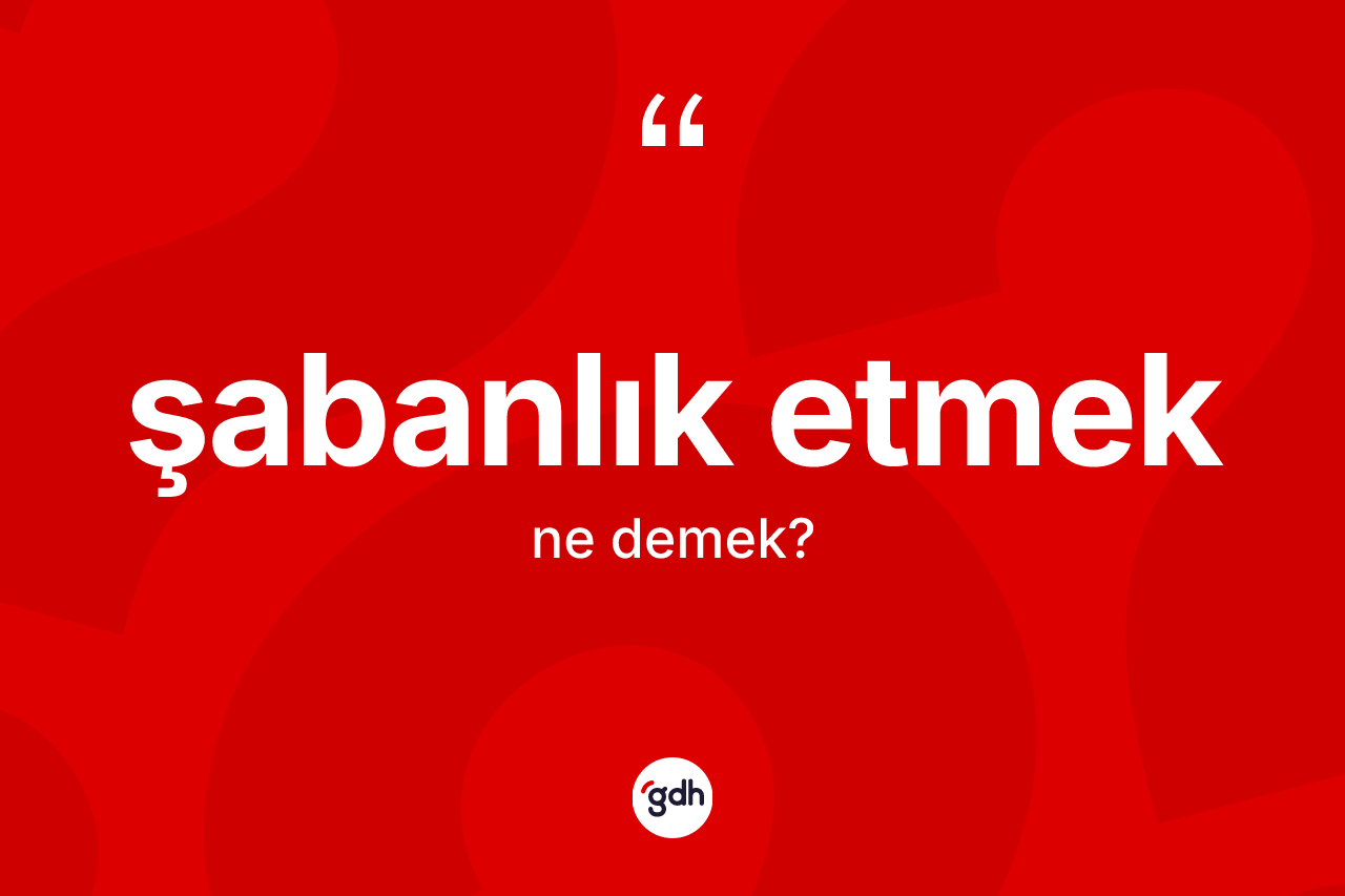Şabanlık etmek ne demek? Şabanlık etmek sözünün TDK tanımı nedir?