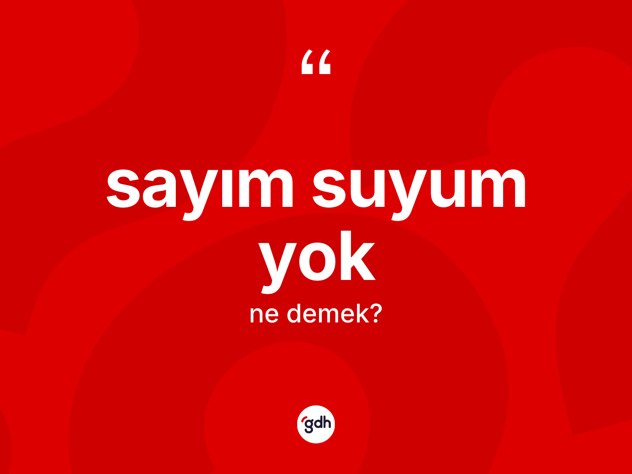 Sayım suyum yok ifadesinin anlamı nedir? Sayım suyum yok sözünün TDK tanımı nedir?