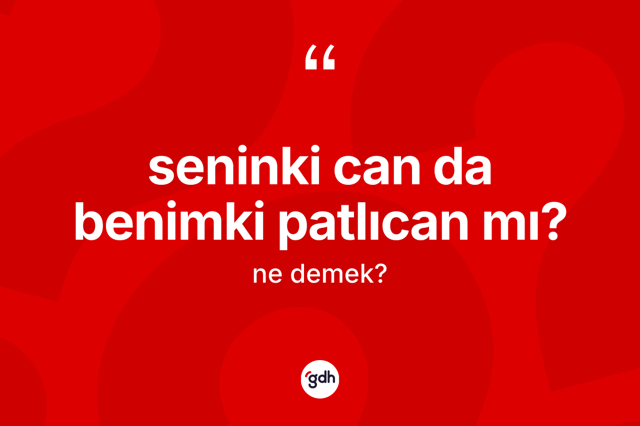 Seninki can da benimki patlıcan mı?