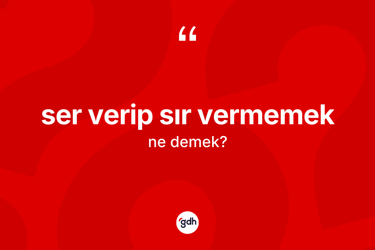 Ser verip sır vermemek sözü ne demek? Ser verip sır vermemek ifadesinin TDK'ya göre açıklaması nedir?