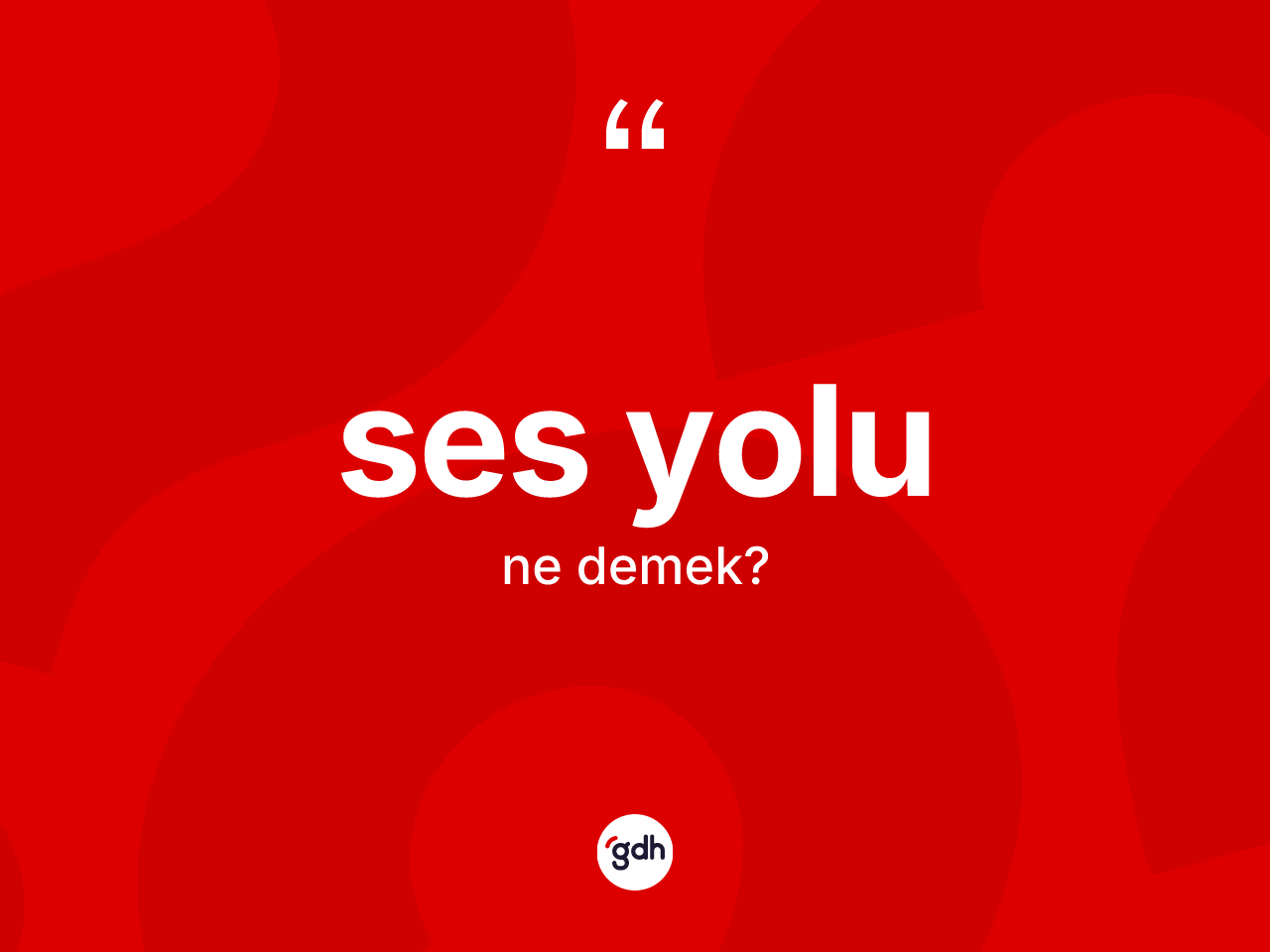 Ses yolu kelimesinin anlamı nedir? Ses yolu kelimesinin kaç farklı anlamı var?
