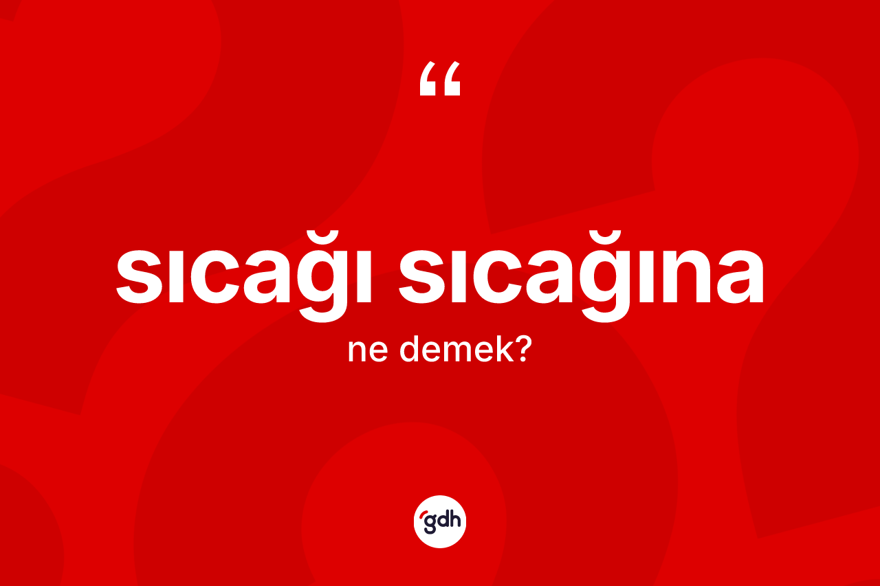 Sıcağı sıcağına kelimesinin anlamı nedir?