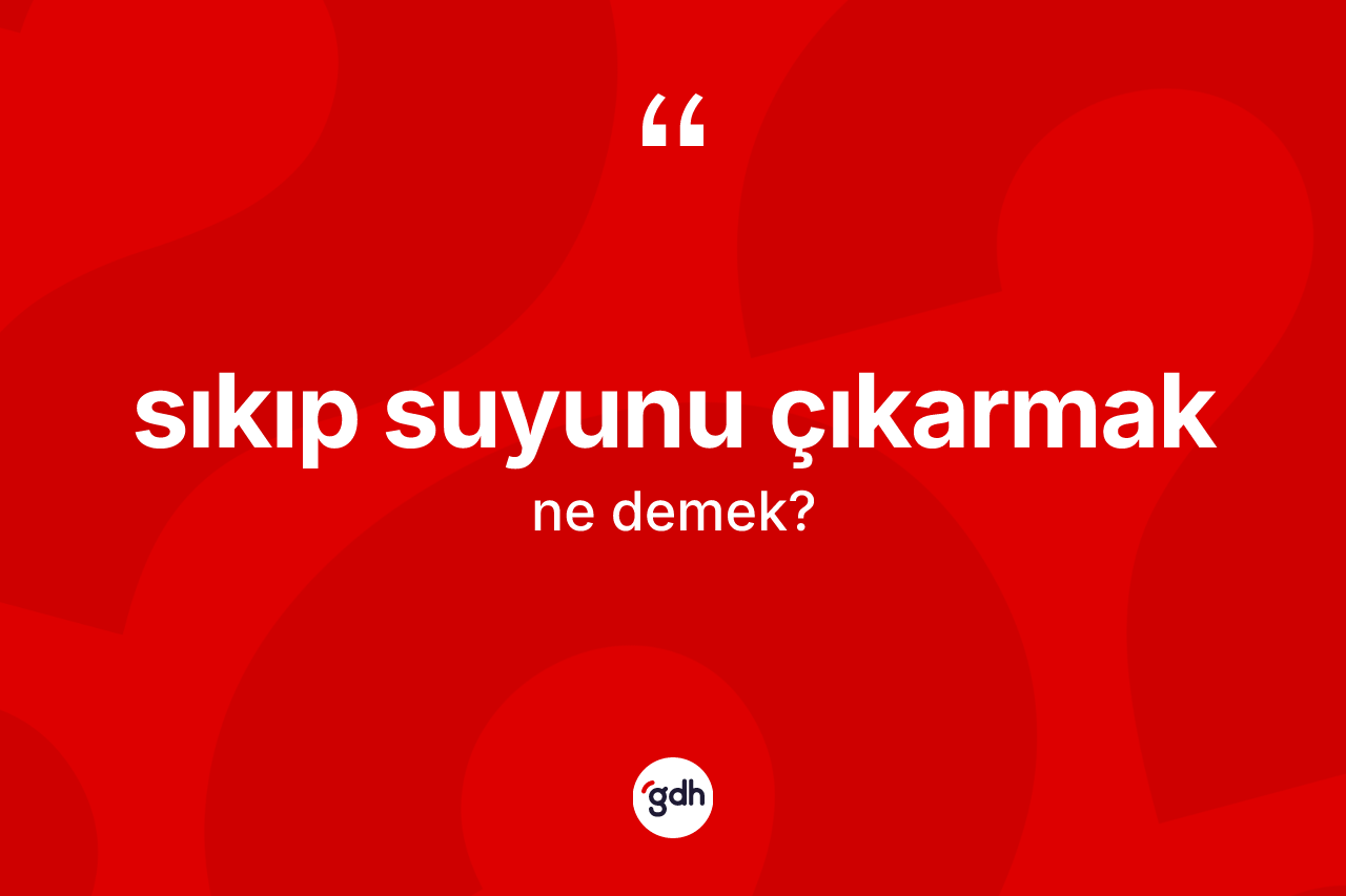 Sıkıp suyunu çıkarmak ifadesinin kısaca anlamı nedir?