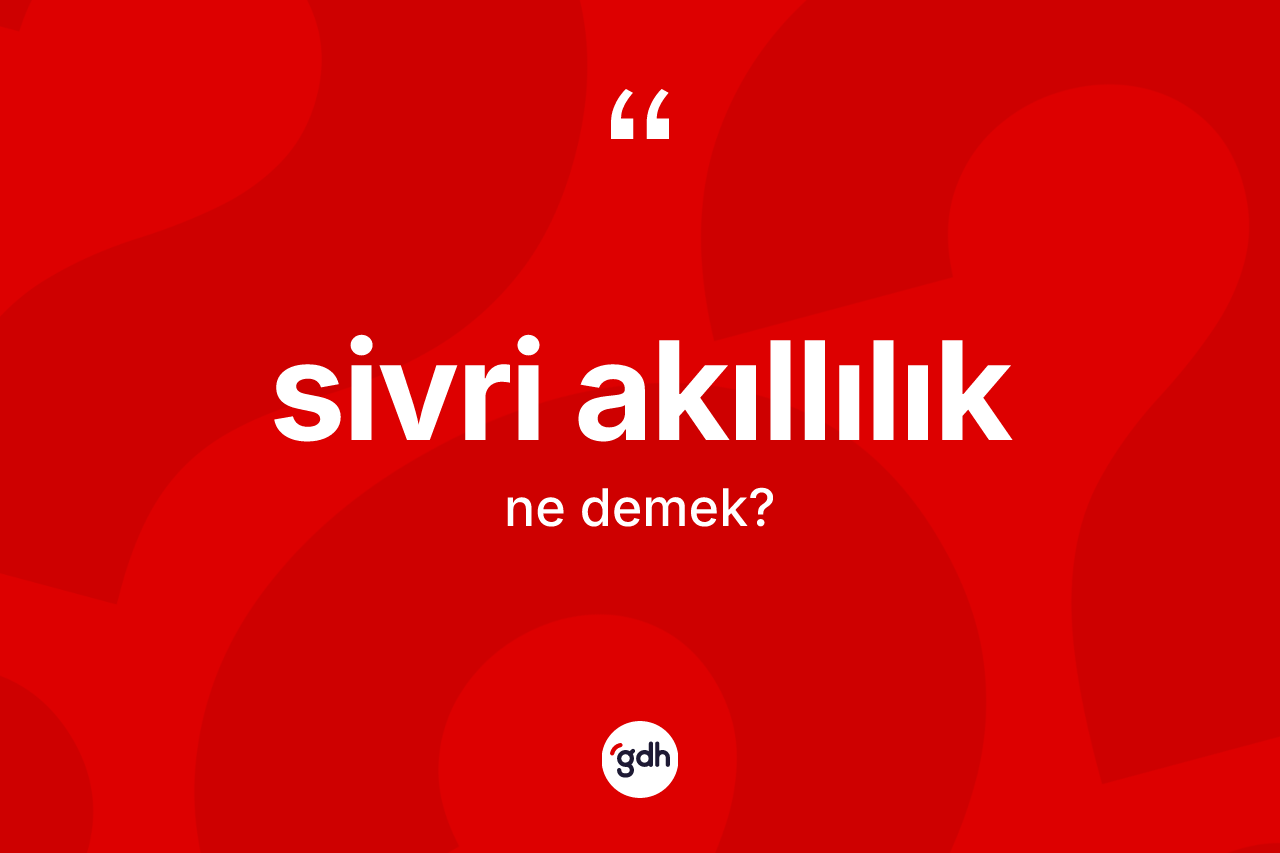 Sivri akıllılık kelimesi ne anlama gelir?