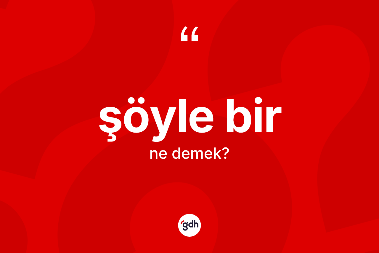 Şöyle bir kelimesi ne anlama gelir?
