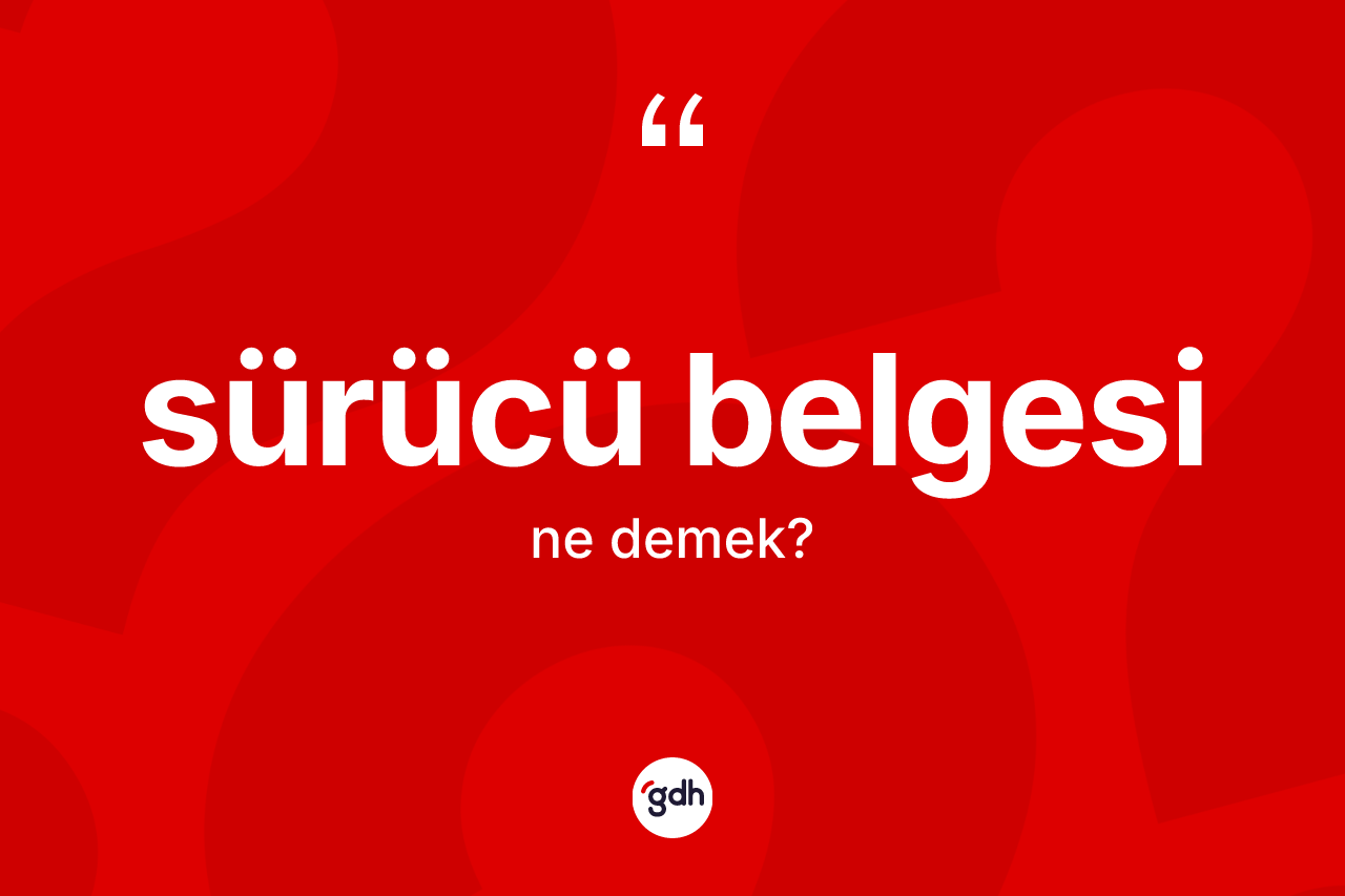 Sürücü belgesi ne anlama gelir? Sürücü belgesinin TDK'ya göre anlamı nedir?