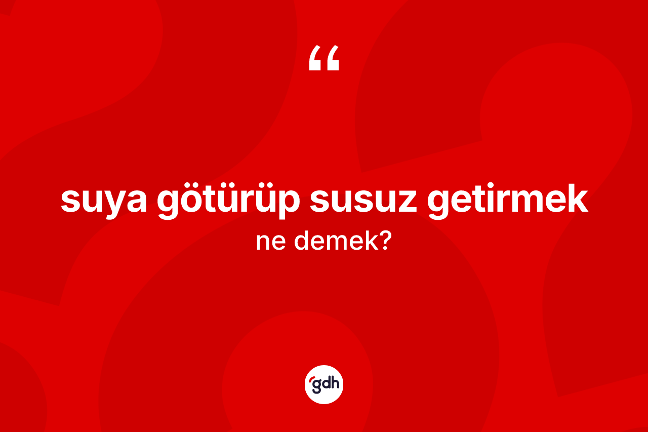 Suya götürüp susuz getirmek ifadesinin kısaca tanımı nedir?