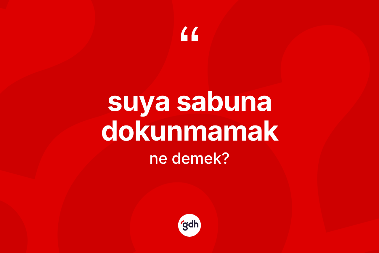 Suya sabuna dokunmamak ifadesinin kısaca tanımı nedir?