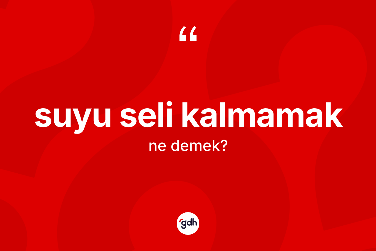 Suyu seli kalmamak ifadesinin kısaca anlamı nedir?