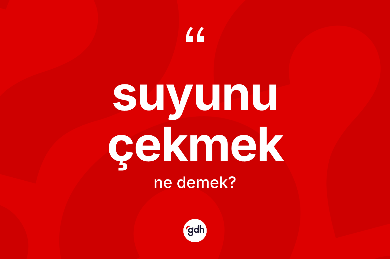 Suyunu çekmek ifadesi ne demek?