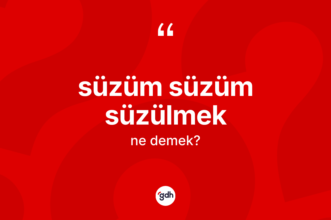 Süzüm süzüm süzülmek sözü ne demektir?