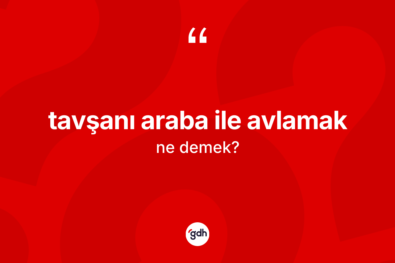 Tavşanı araba ile avlamak ifadesinin anlamı nedir? Tavşanı araba ile avlamak ifadesi hangi durumlarda kullanılır