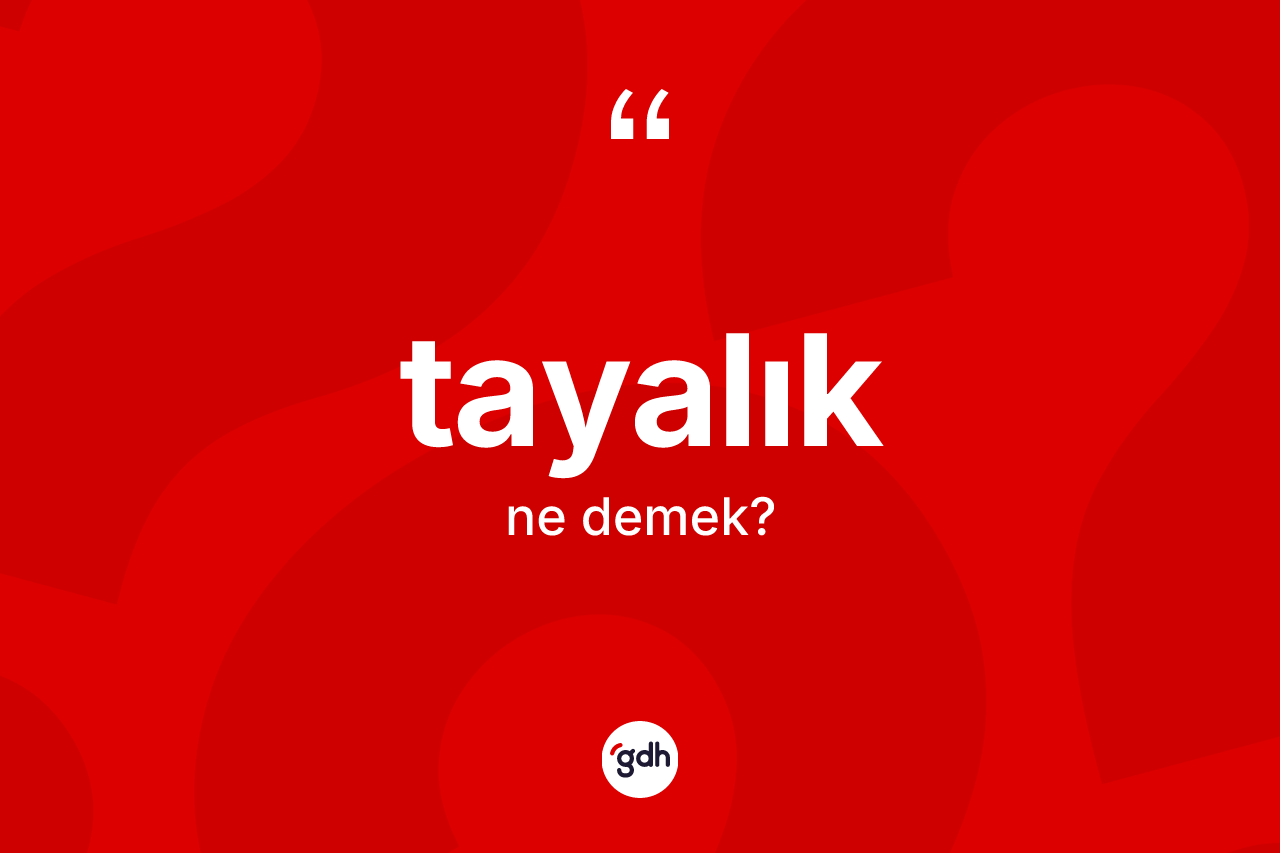 Tayalık kelimesi nedir? Tayalık kelimesinin TDK anlamı nedir?