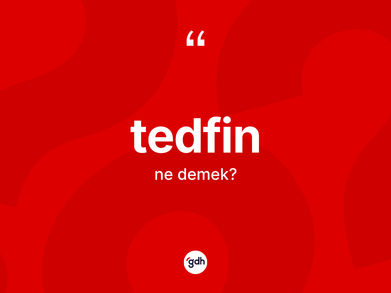 Tedfin kelimesi ne anlama gelir? Tedfinin kısaca tanımı nedir?