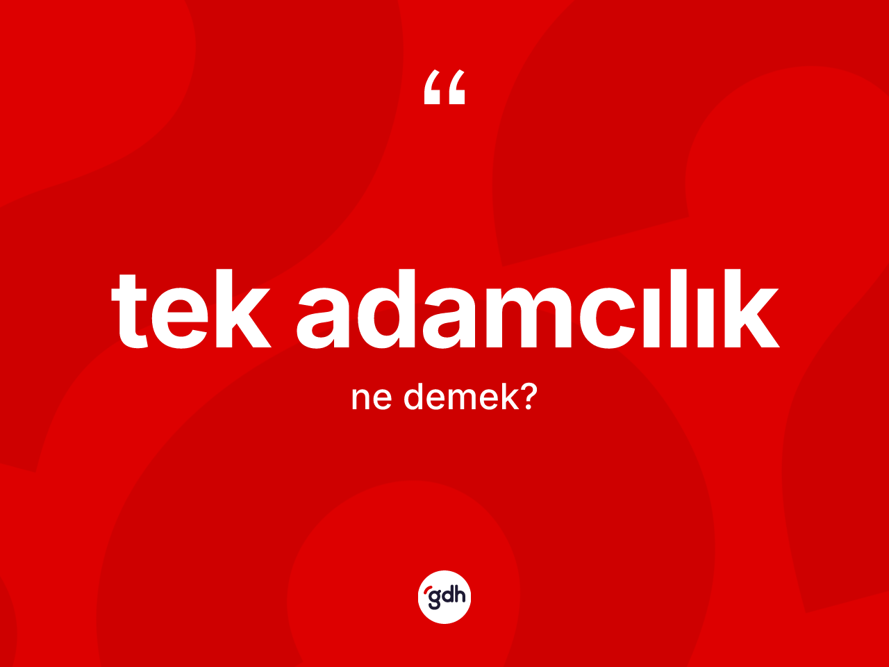Tek adamcılık kelimesi nedir? Tek adamcılığın TDK'ya göre anlamı nedir?