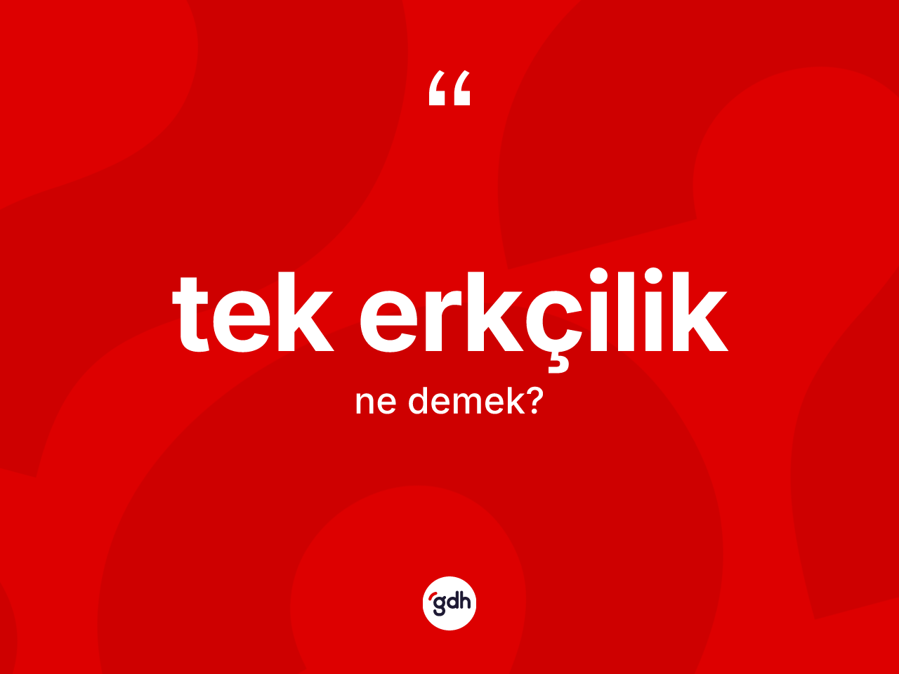 Tek erkçilik nedir? Tek erkçiliğin TDK'ya göre anlamı nedir?