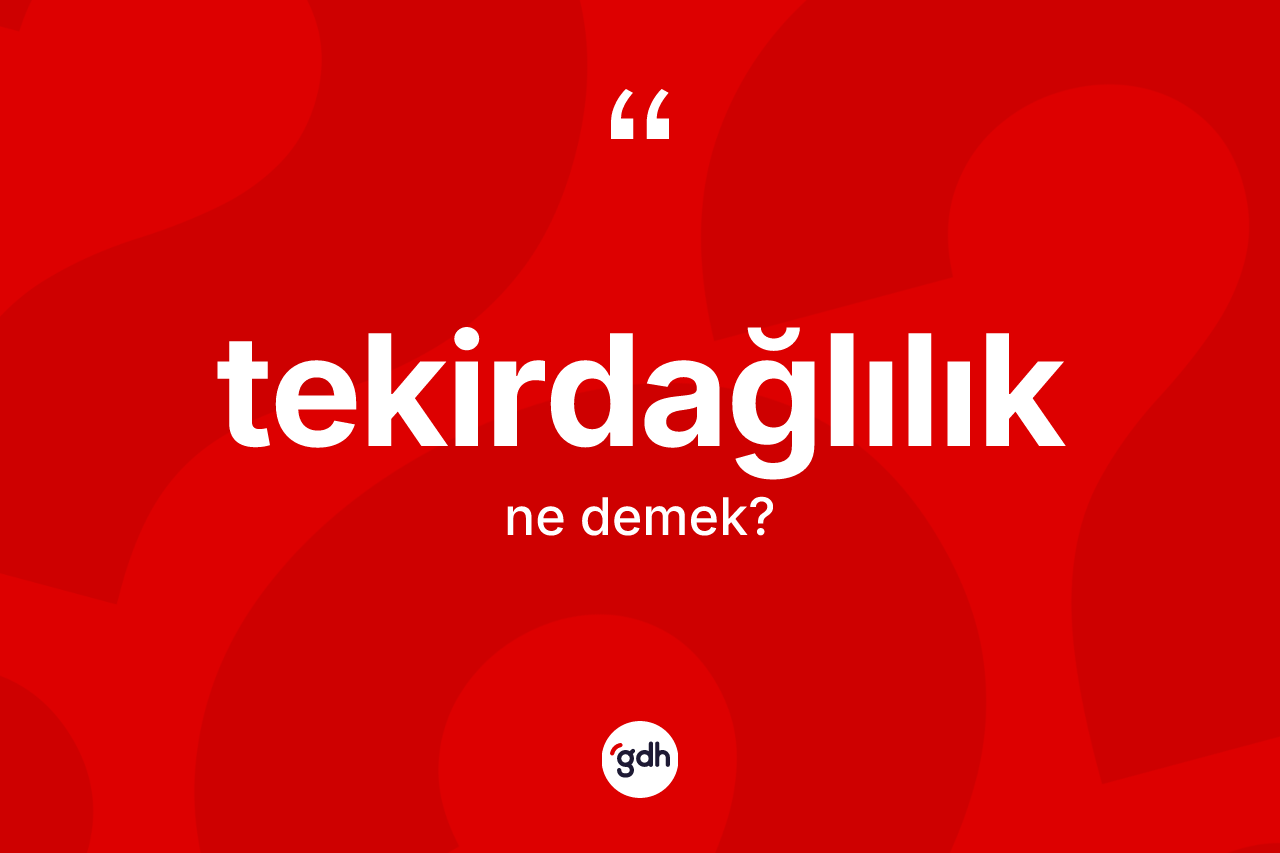Tekirdağlılık kelimesi ne demek? Tekirdağlılık kelimesinin TDK'ya göre açıklaması nedir?