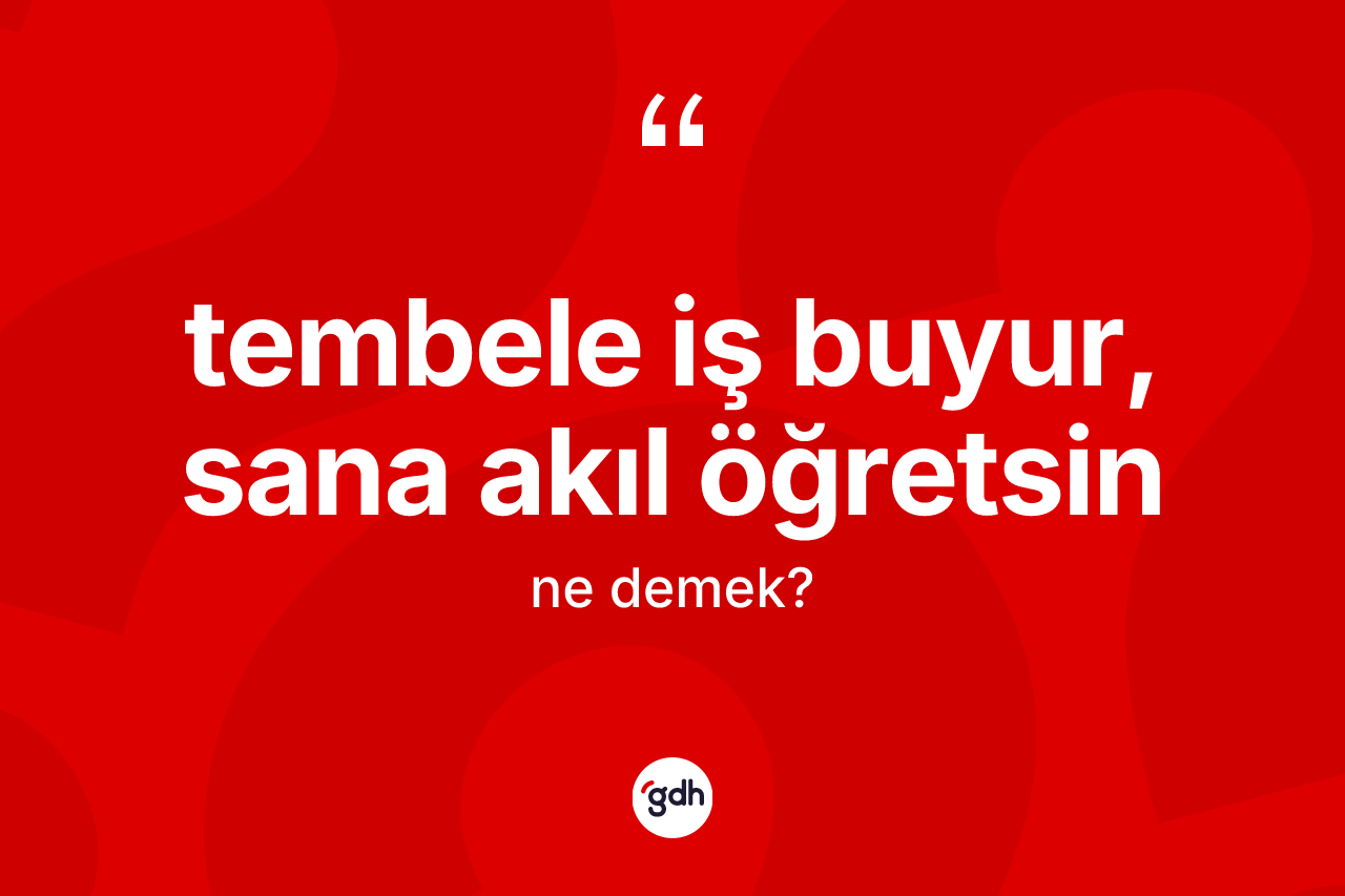 Tembele iş buyur, sana akıl öğretsin ifadesinin anlamı nedir? Tembele iş buyur, sana akıl öğretsin ifadesinin TDK'ya göre anlamı nedir?