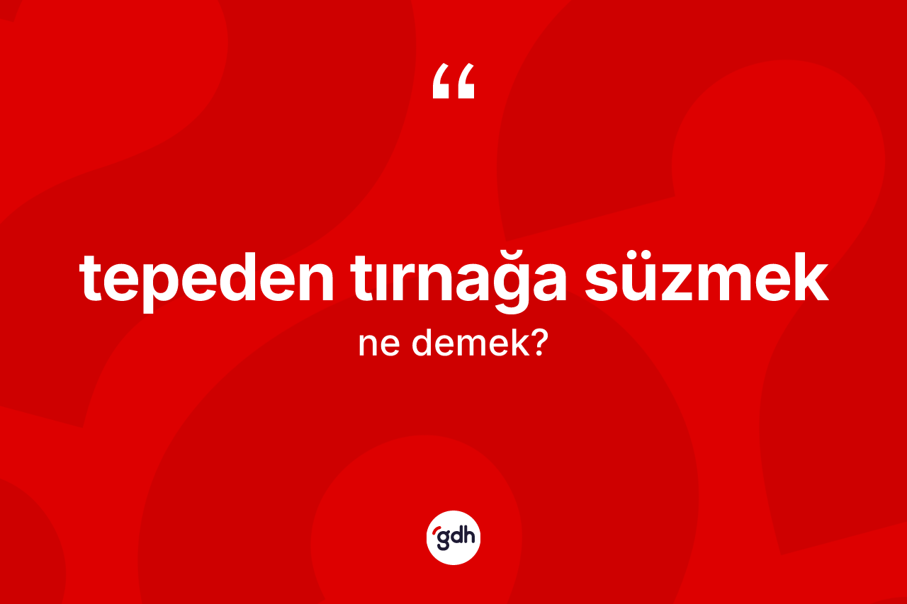 Tepeden tırnağa süzmek nedir?