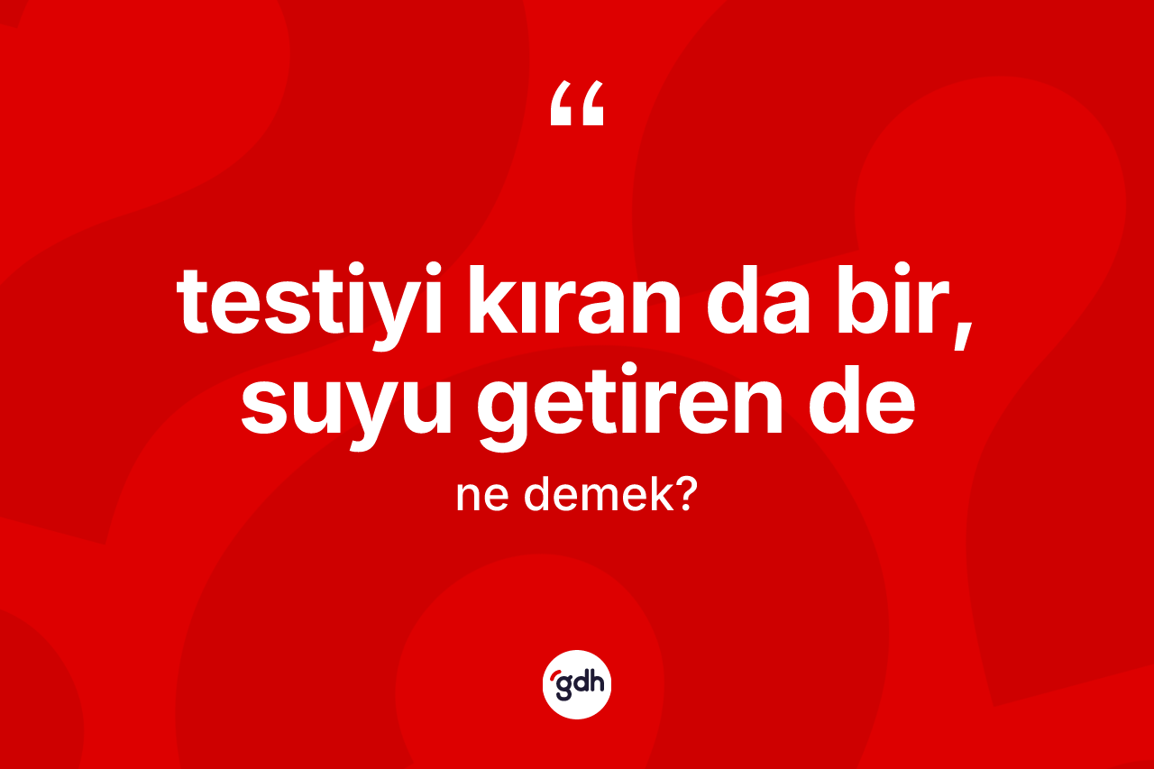 Testiyi kıran da bir, suyu getiren de ifadesinin tanımı nedir? Testiyi kıran da bir, suyu getiren de ifadesinin TDK anlamı nedir?