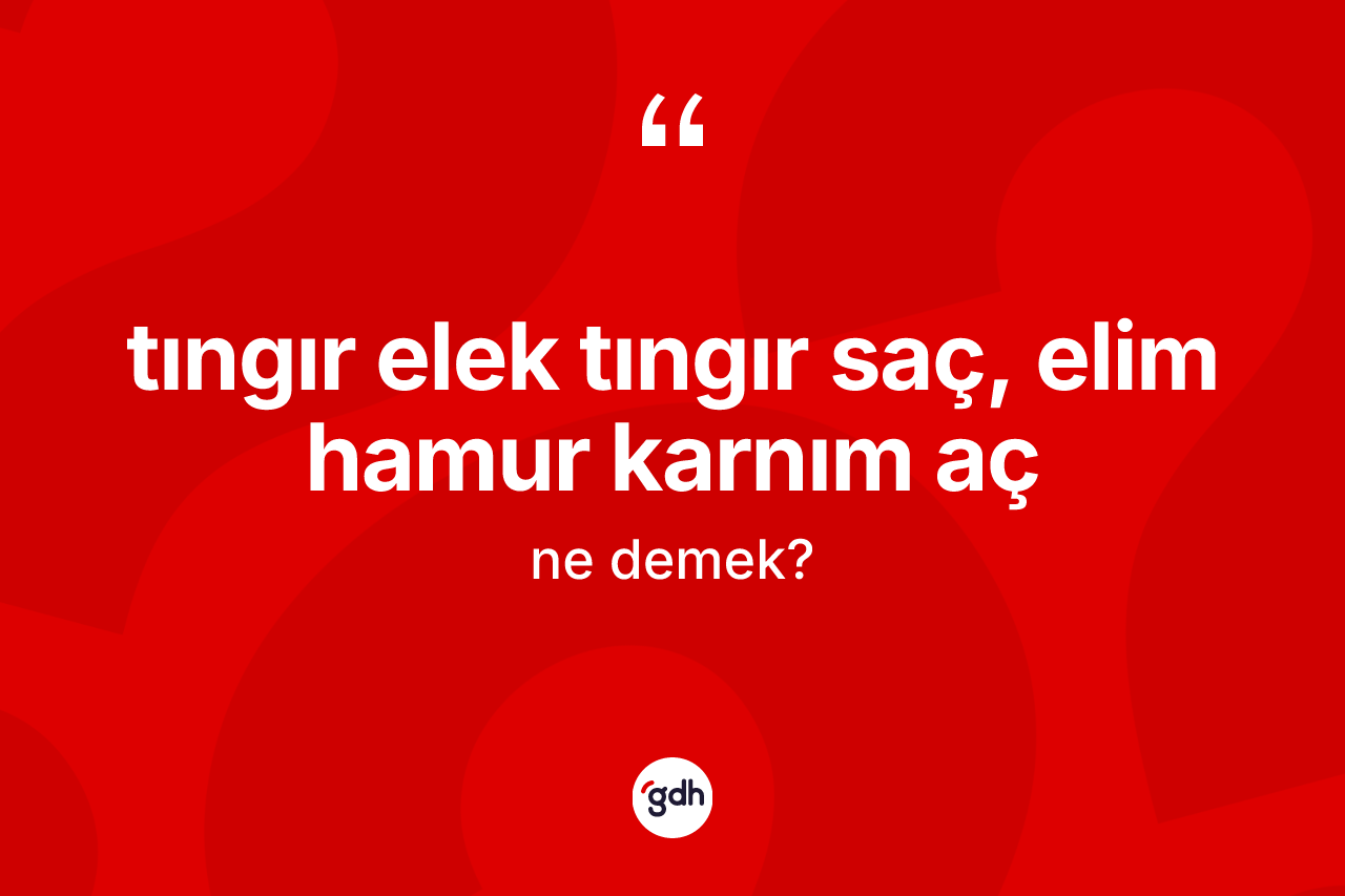 Tıngır elek tıngır saç, elim hamur karnım aç ifadesi nedir? Tıngır elek tıngır saç, elim hamur karnım aç ifadesinin kaç farklı anlamı var?