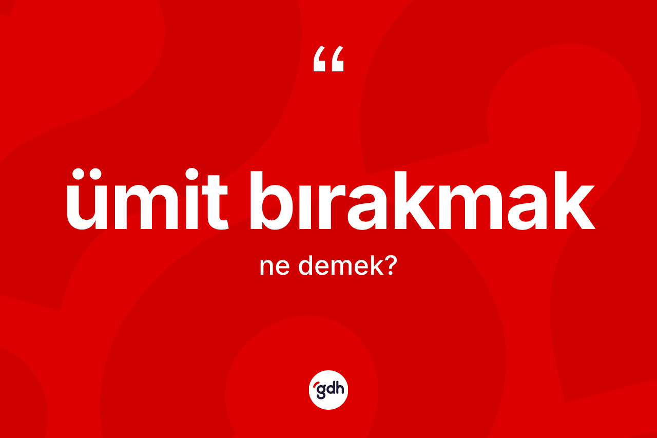 Ümit bırakmak ifadesinin kısaca anlamı nedir? Ümit bırakmak sözünün TDK'ya göre anlamı nedir?