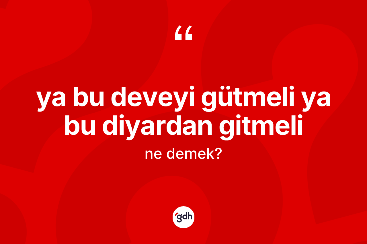 Ya bu deveyi gütmeli ya bu diyardan gitmeli ifadesinin sözlükteki anlamı nedir?
