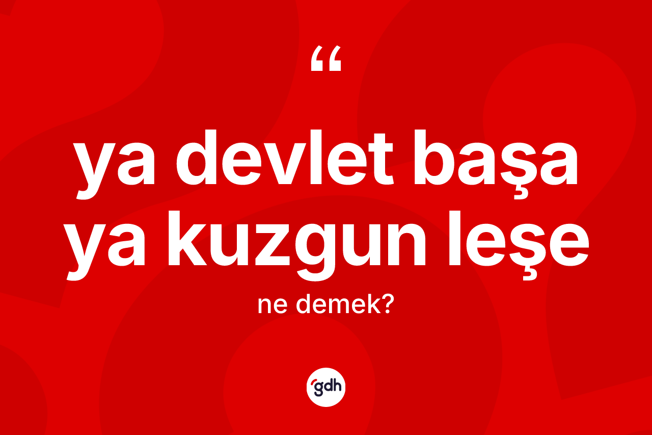 Ya devlet başa ya kuzgun leşe ifadesinin tanımı nedir?