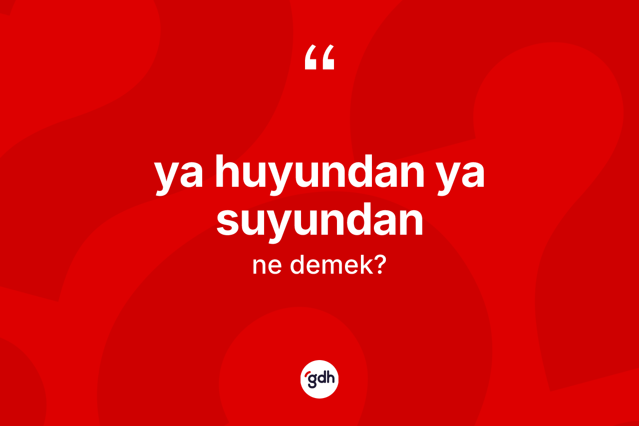Ya huyundan ya suyundan ifadesinin anlamı nedir?
