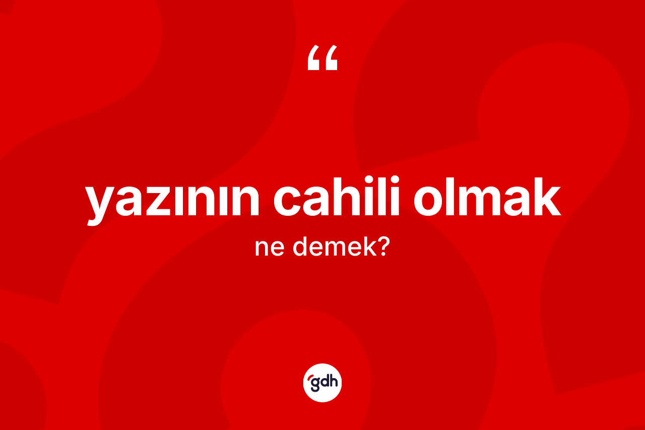 Yazının cahili olmak nedir? Yazının cahili olmak sözünün TDK açıklaması nedir?