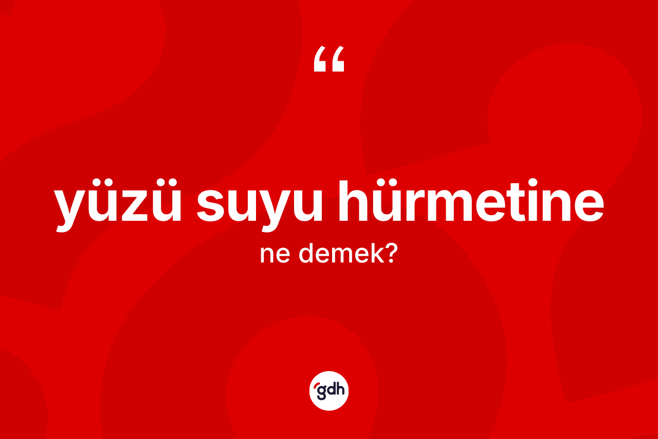 Yüzü suyu hürmetine sözü ne anlama gelir? Yüzü suyu hürmetine sözünün TDK'ya göre anlamı nedir?