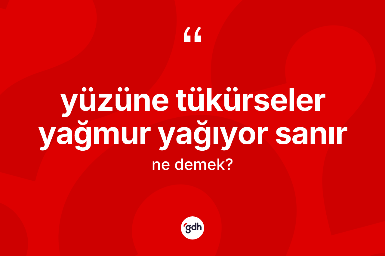 Yüzüne tükürseler yağmur yağıyor sanır nedir?