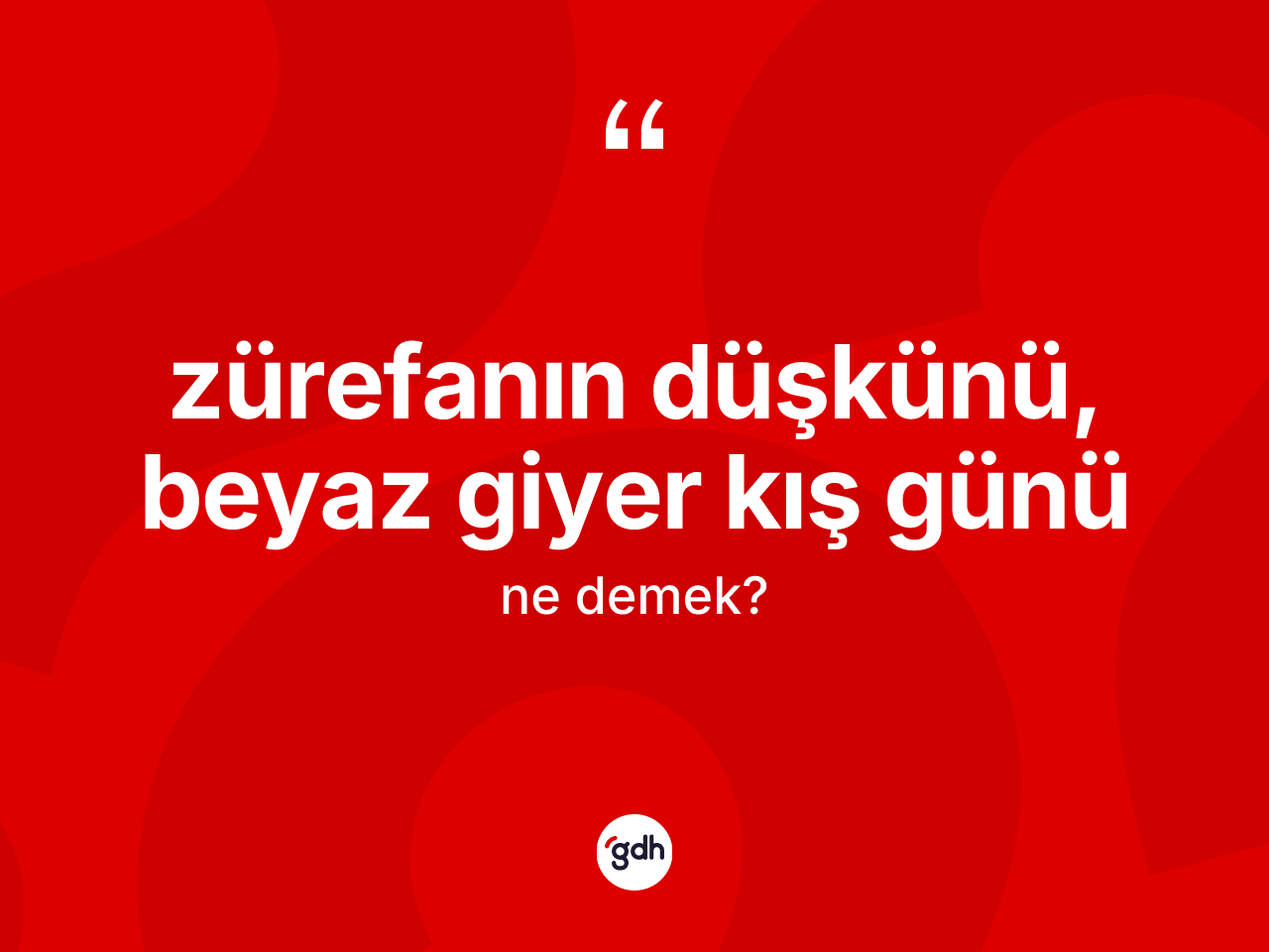 Zürefanın düşkünü, beyaz giyer kış günü ifadesinin kısaca anlamı nedir? Zürefanın düşkünü, beyaz giyer kış günü ifadesinin TDK anlamı nedir?