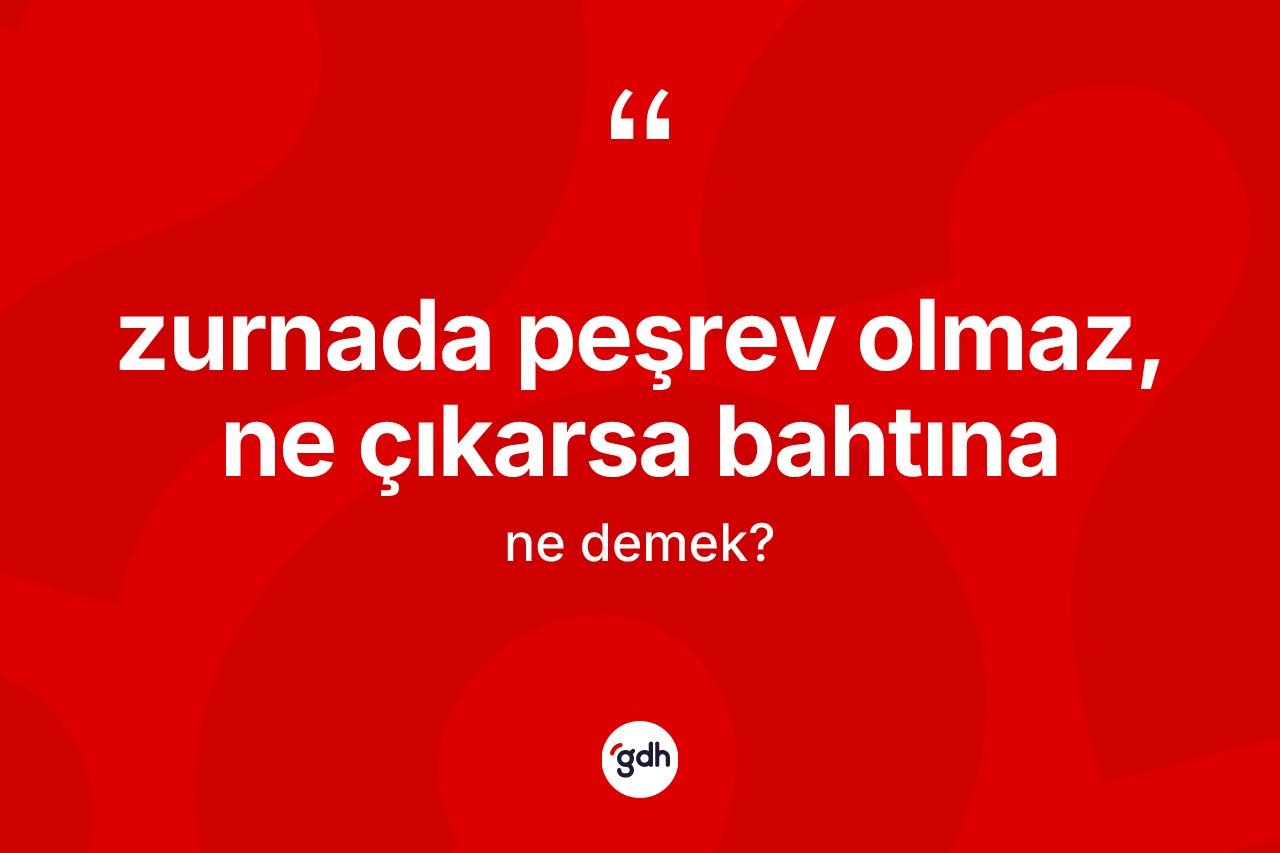 Zurnada peşrev olmaz, ne çıkarsa bahtına ne anlama gelir? Zurnada peşrev olmaz, ne çıkarsa bahtına ifadesi nerede kullanılır?